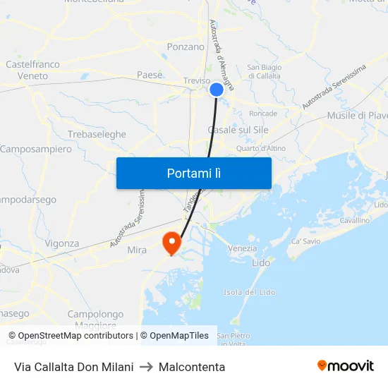 Via Callalta Don Milani to Malcontenta map