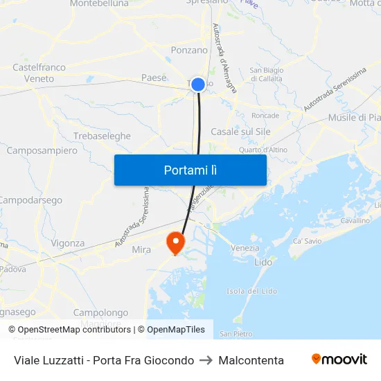 Viale Luzzatti - Porta Fra Giocondo to Malcontenta map