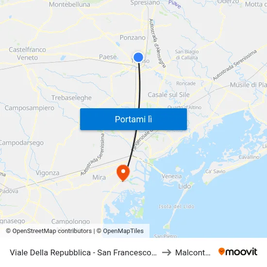 Viale Della Repubblica - San Francesco Di  Sales to Malcontenta map
