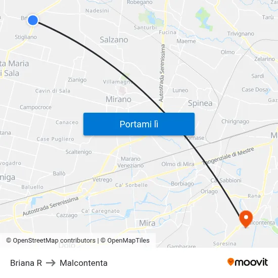 Briana R to Malcontenta map