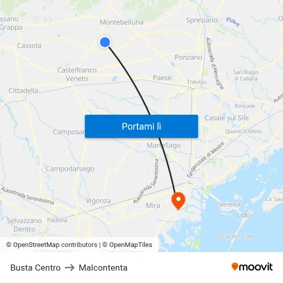Busta Centro to Malcontenta map