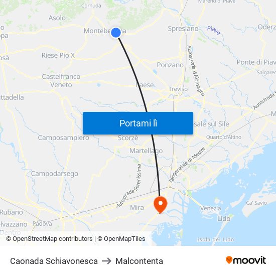 Caonada Schiavonesca to Malcontenta map