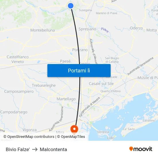Bivio Falze' to Malcontenta map