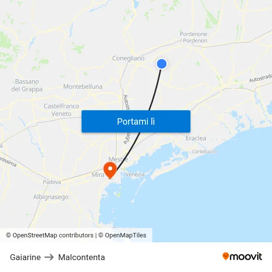 Gaiarine to Malcontenta map