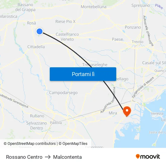 Rossano Centro to Malcontenta map