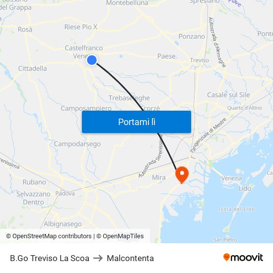 B.Go Treviso La Scoa to Malcontenta map