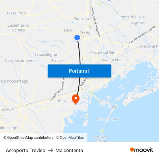 Aeroporto Treviso to Malcontenta map