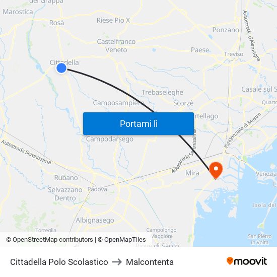 Cittadella Polo Scolastico to Malcontenta map