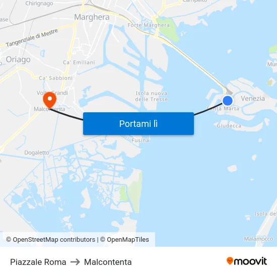 Piazzale Roma to Malcontenta map