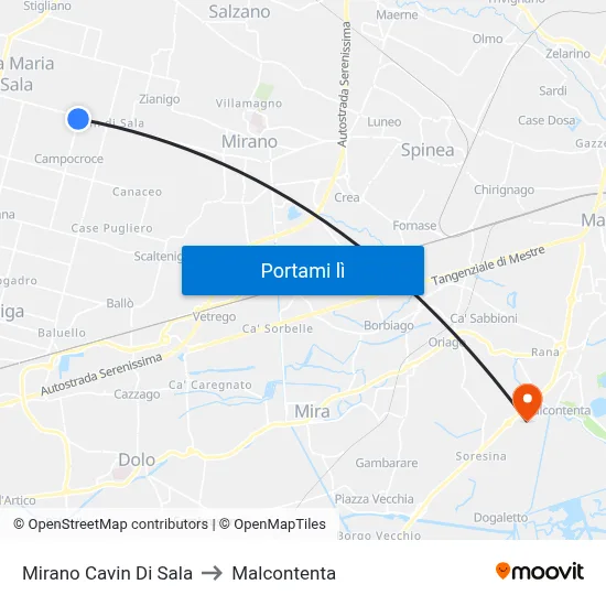 Mirano Cavin Di Sala to Malcontenta map