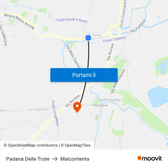 Padana Delle Trote to Malcontenta map