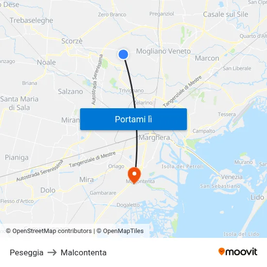 Peseggia to Malcontenta map