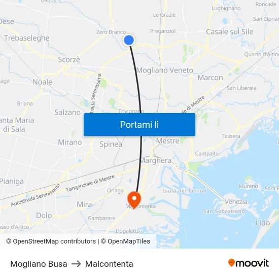 Mogliano Busa to Malcontenta map