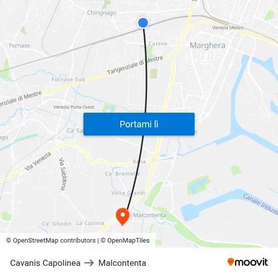 Cavanis Capolinea to Malcontenta map
