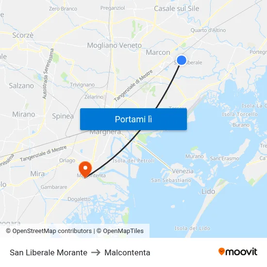San Liberale Morante to Malcontenta map