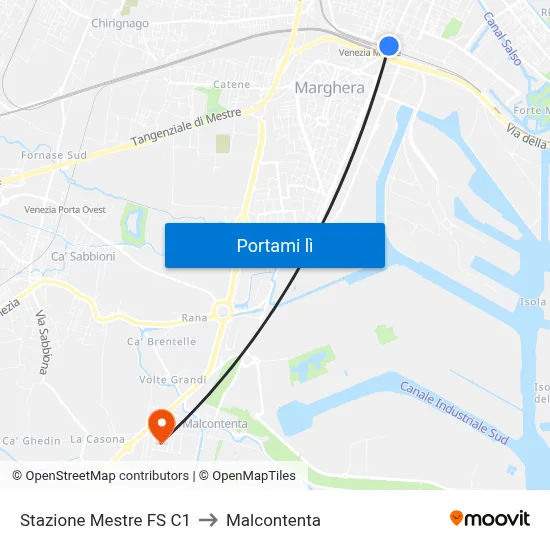 Stazione Mestre FS C1 to Malcontenta map
