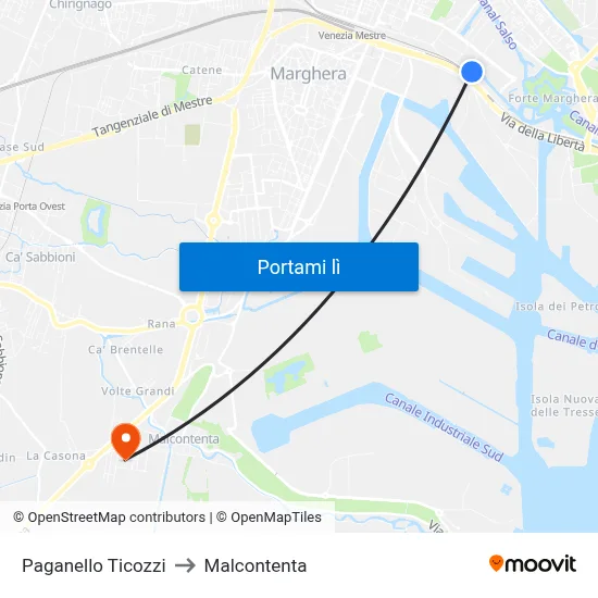 Paganello Ticozzi to Malcontenta map