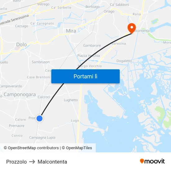 Prozzolo to Malcontenta map