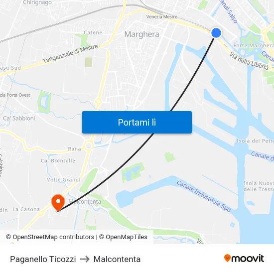 Paganello Ticozzi to Malcontenta map