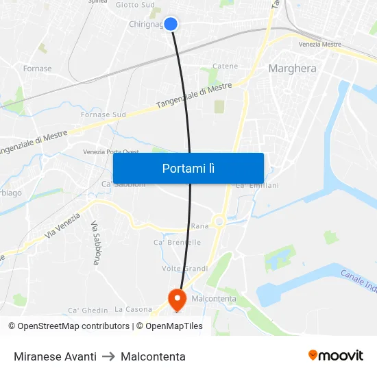 Miranese Avanti to Malcontenta map