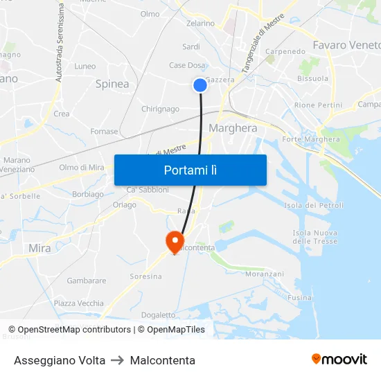 Asseggiano Volta to Malcontenta map
