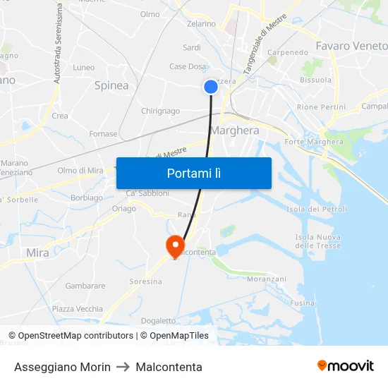Asseggiano Morin to Malcontenta map