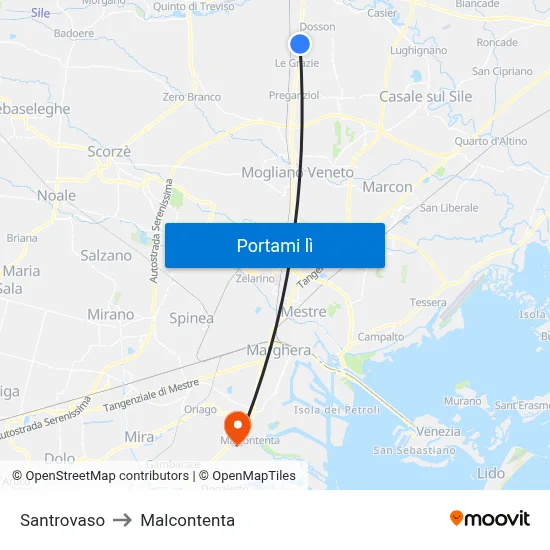 Santrovaso to Malcontenta map