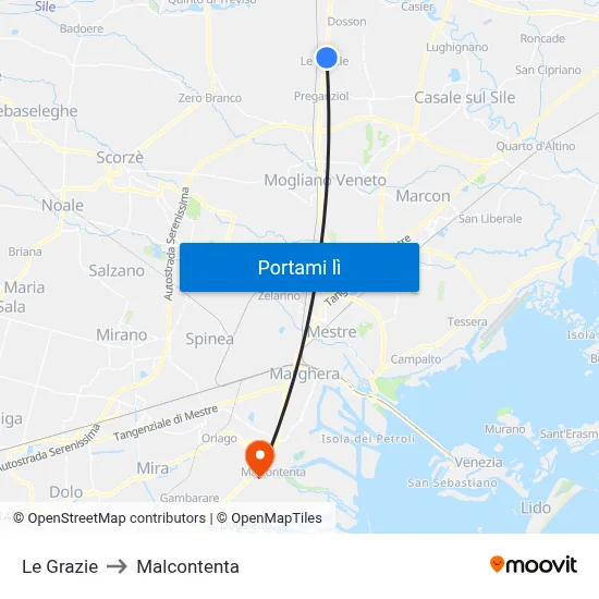 Le Grazie to Malcontenta map
