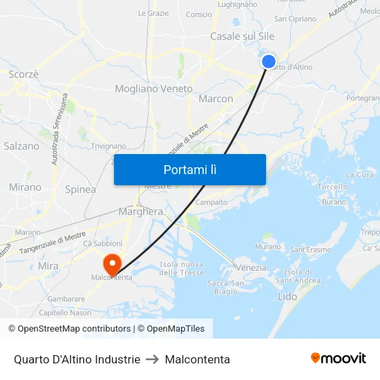Quarto D'Altino Industrie to Malcontenta map