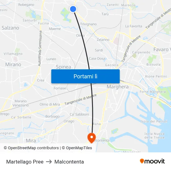Martellago Pree to Malcontenta map