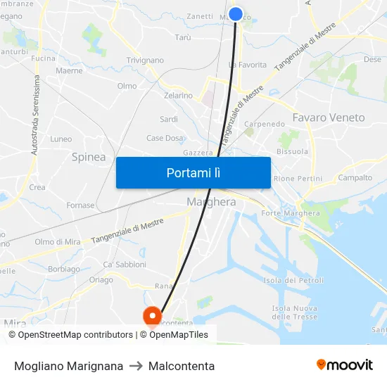 Mogliano Marignana to Malcontenta map