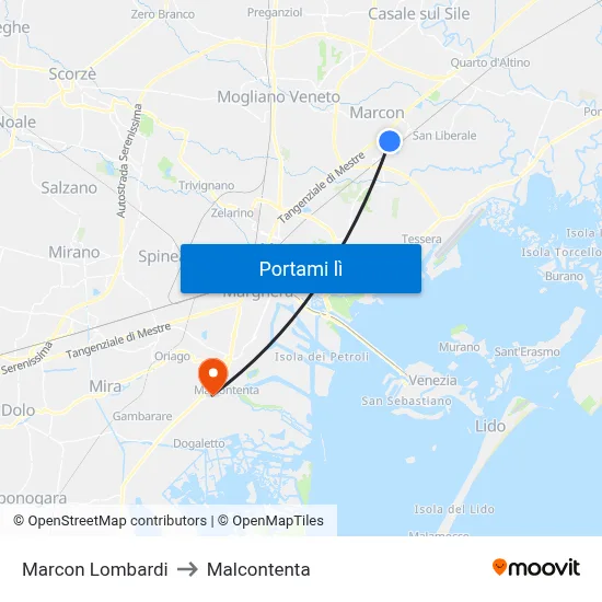 Marcon Lombardi to Malcontenta map