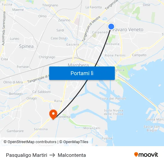 Pasqualigo Martiri to Malcontenta map