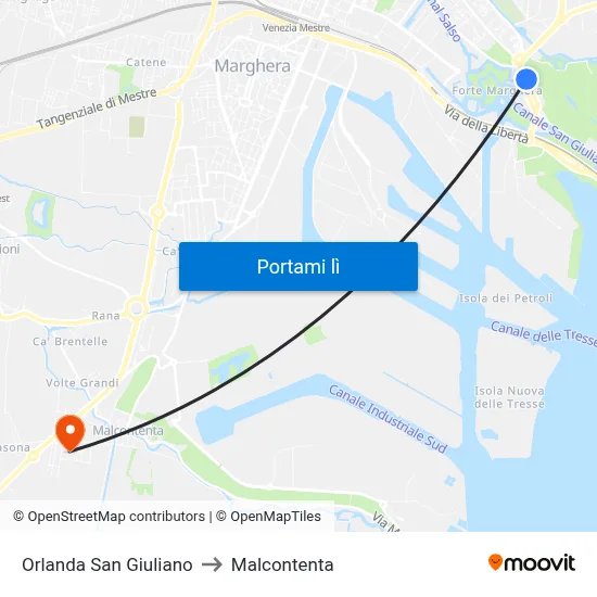 Orlanda San Giuliano to Malcontenta map
