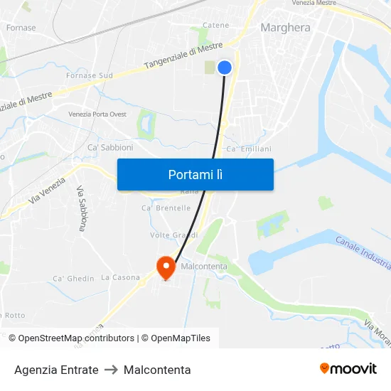 Agenzia  Entrate to Malcontenta map
