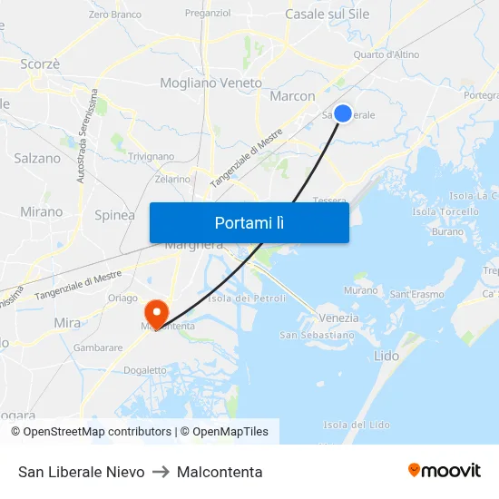 San Liberale Nievo to Malcontenta map