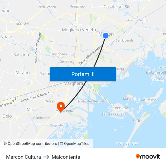 Marcon  Cultura to Malcontenta map