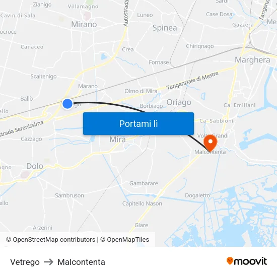 Vetrego to Malcontenta map