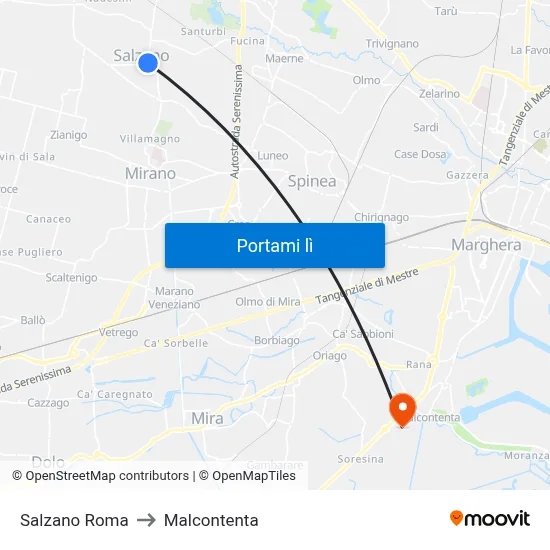 Salzano Roma to Malcontenta map