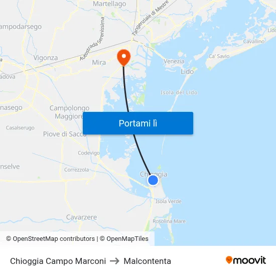 Chioggia Campo Marconi to Malcontenta map