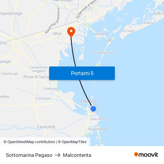 Sottomarina Pegaso to Malcontenta map
