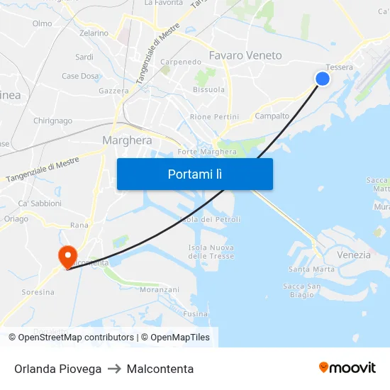 Orlanda Piovega to Malcontenta map