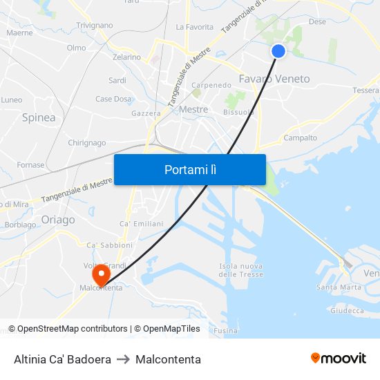 Altinia Ca' Badoera to Malcontenta map