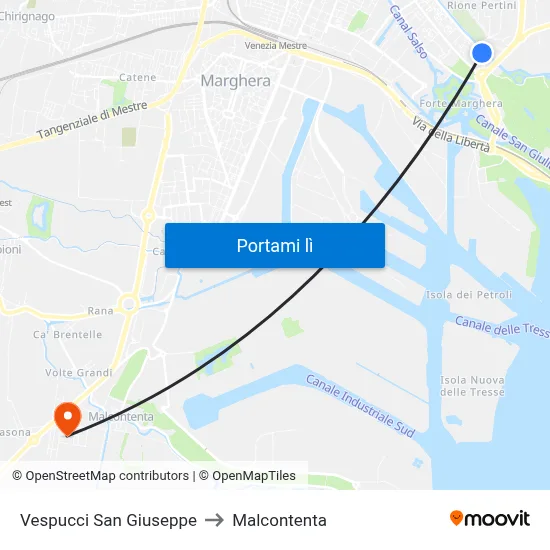 Vespucci San Giuseppe to Malcontenta map