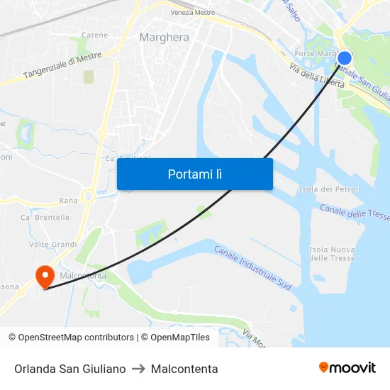 Orlanda San Giuliano to Malcontenta map