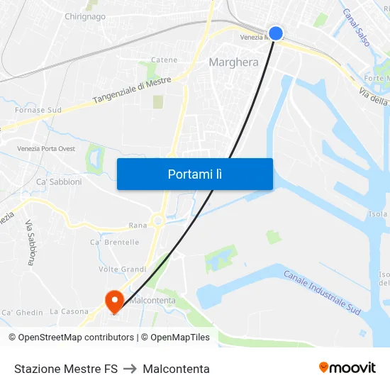 Stazione Mestre FS to Malcontenta map