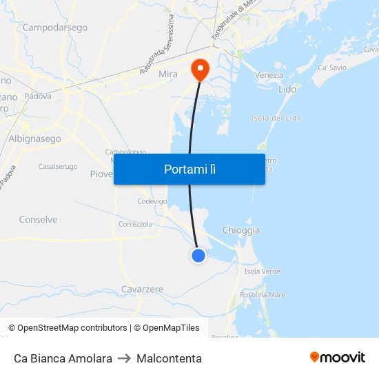 Ca Bianca Amolara to Malcontenta map