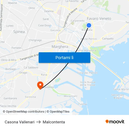 Casona Vallenari to Malcontenta map