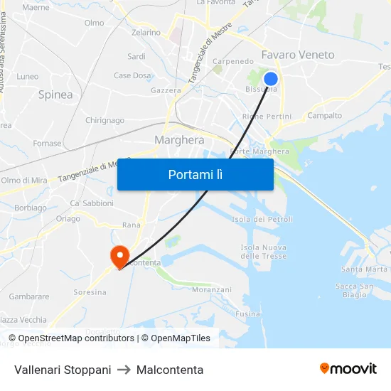 Vallenari Stoppani to Malcontenta map