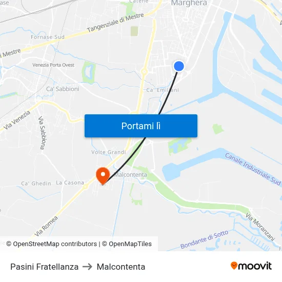 Pasini Fratellanza to Malcontenta map